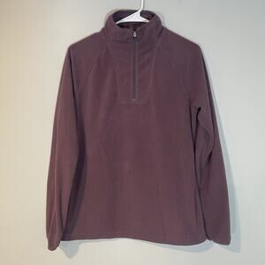 Eddie Bauer Womens Lightweight Quarter Zip Fleece Pullover Purple Size M Shirt‎